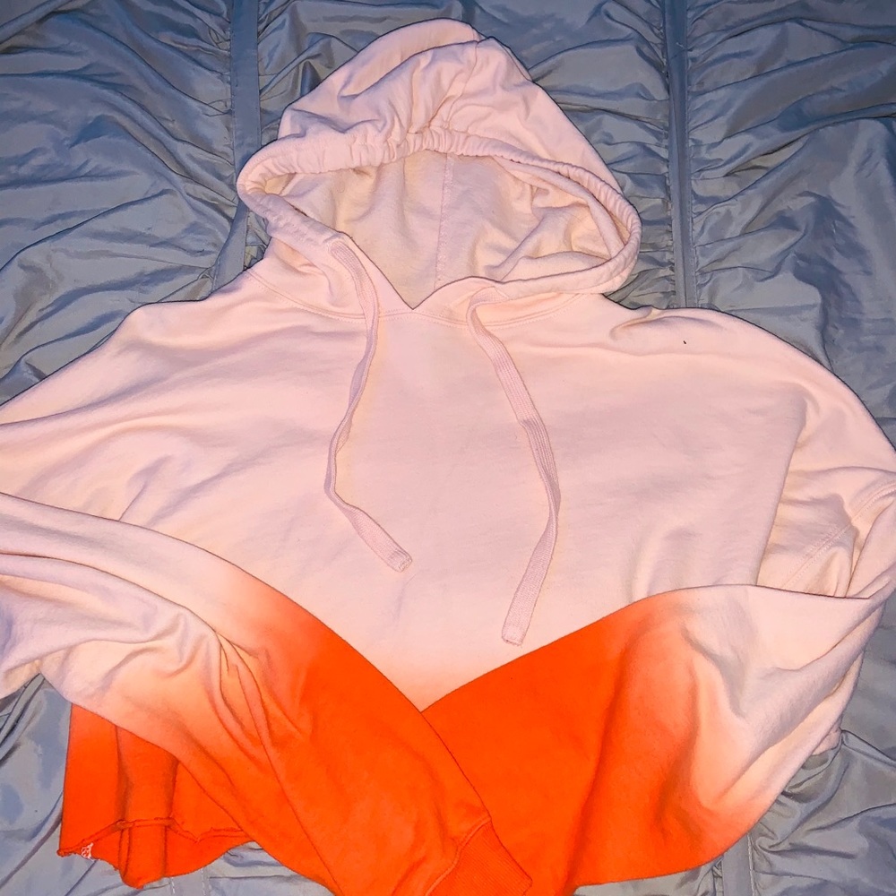 Pink and orange ombré cropped hoodie